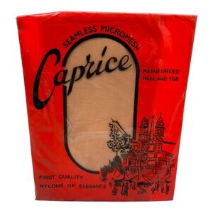 Caprice Seamless Micromesh First Quality Stockings Beige 10 1/2 RHT